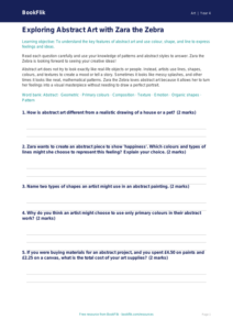 Free Abstract Art Worksheet | Year 4 | Art | BookFlik
