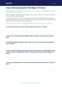 Free Colour Theory Assessment | Year 4 | Art | BookFlik