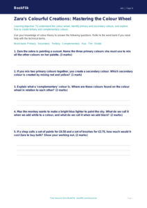 Free Colour Theory Worksheet for Year 4 Students | Art | BookFlik