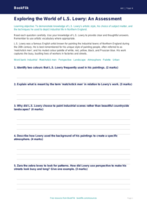 Free Lowry Assessment | Year 4 | Art | BookFlik
