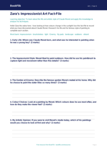 Free Monet Template | Year 4 | Art | BookFlik