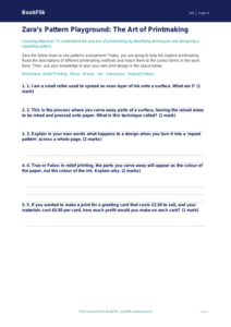 Free Printmaking Activity Sheet | Year 4 | Art | BookFlik