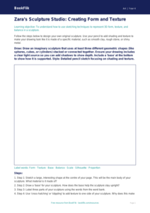 Art sculpture drawing sheet year 4 core