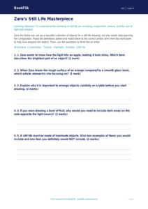 Free Still Life Activity Sheet | Year 4 | Art | BookFlik