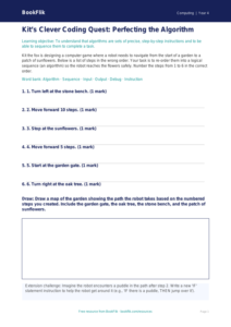 Free Algorithms Activity Sheet for Year 4 Computing | BookFlik