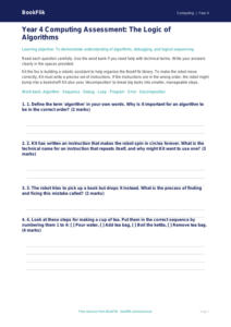Free Algorithms Assessment | Year 4 | Computing | BookFlik