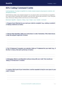 Free Coding Template for Year 4 | BookFlik Computing Resources