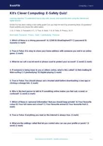 Free e Safety Quiz for Year 4 Students | BookFlik