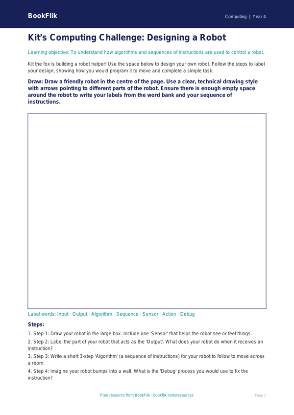 Free Programming Drawing Sheet for Year 4 Students | BookFlik worksheet preview — Computing Programming