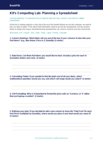 Free Spreadsheets Template for Year 4 Computing | BookFlik