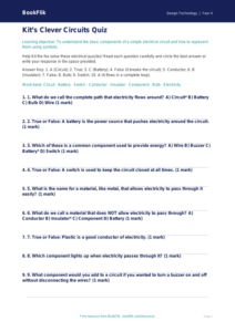Design Technology electronics quiz year 4 core