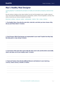 Healthy Meals Design Template for Year 4 Students | Free Download