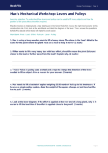 Free Levers And Pulleys Activity Sheet | Year 4 | Design Technology | BookFlik
