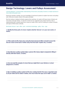 Free Levers And Pulleys Assessment | Year 4 | Design Technology | BookFlik