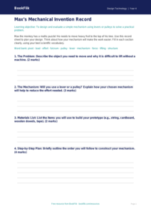 Free Levers And Pulleys Template | Year 4 | Design Technology | BookFlik