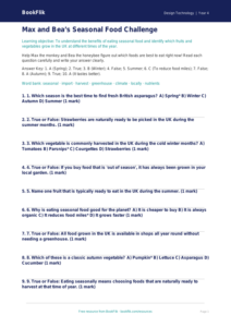Free Seasonal Food Quiz | Year 4 | Design Technology | BookFlik