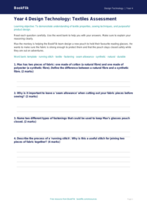 Free Textiles Assessment | Year 4 | Design Technology | BookFlik