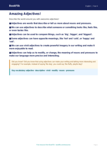 Free Adjectives Poster | Year 4 | English | BookFlik