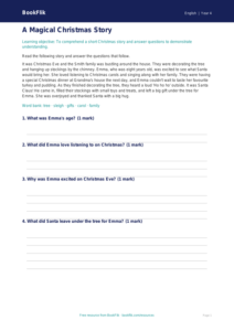English christmas story comprehension year 4 core