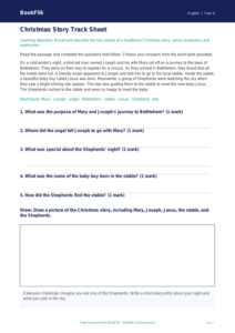 English christmas story track sheet year 4 core