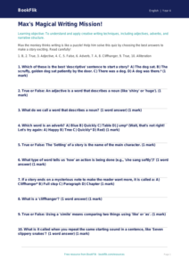 English creative writing quiz year 4 core