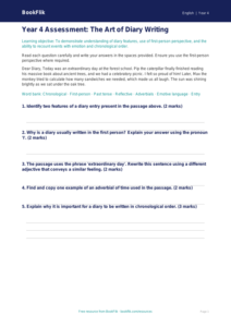 Free Diary Writing Assessment | Year 4 | English | BookFlik