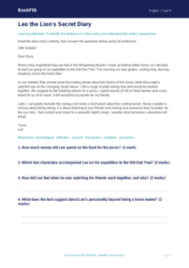 Free Diary Writing Comprehension | Year 4 | English | BookFlik