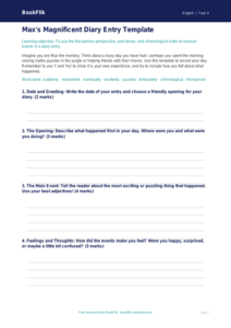 Free Diary Writing Template | Year 4 | English | BookFlik