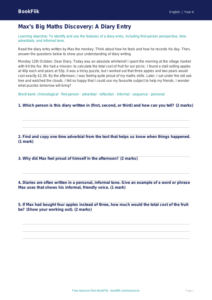 English diary writing track sheet year 4 core