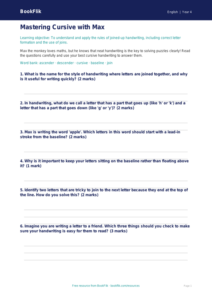Free Handwriting Worksheet for Year 4 English | BookFlik