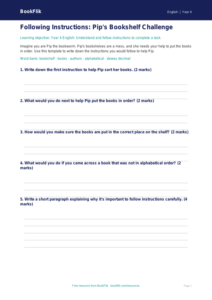 Free Instructions Template | Year 4 | English | BookFlik