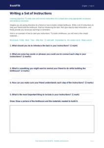English instructions writing frame year 4 core