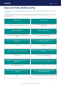 Free Nouns and Verbs Flashcards | Year 4 | English | BookFlik