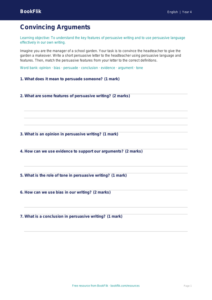 Free Persuasive Writing Activity Sheet | Year 4 | English | BookFlik
