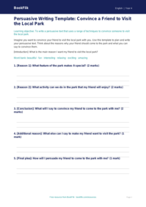 English persuasive writing template year 4 core