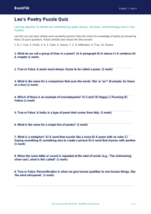 Free Poetry Quiz for Year 4 Students | BookFlik