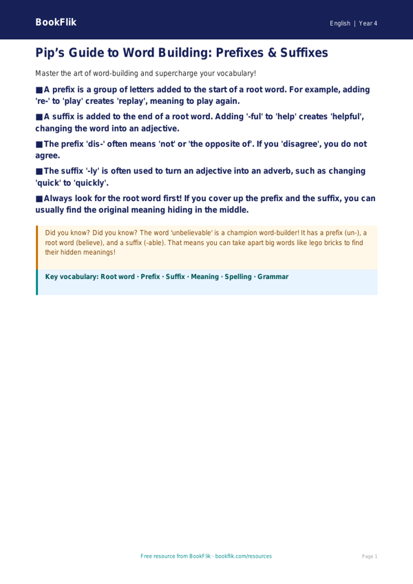 English prefixes and suffixes poster year 4 core worksheet preview — English Prefixes And Suffixes