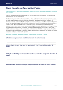 Free Punctuation Comprehension | Year 4 | English | BookFlik