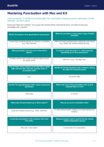 Free Punctuation Flashcards for Year 4 English | BookFlik