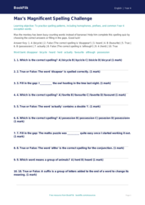 Free Spelling Quiz | Year 4 | English | BookFlik