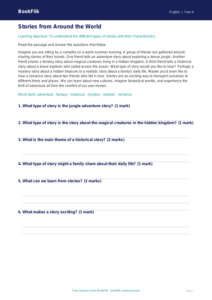 English stories track sheet year 4 core