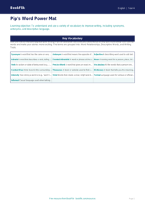 English vocabulary word mat year 4 core
