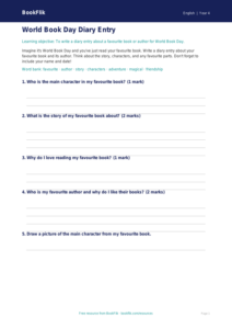 English world book day template year 4 core