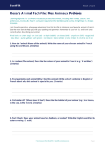 Free Animals Template | Year 4 | French | BookFlik