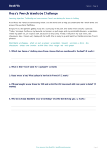 Free Clothes Track Sheet | Year 4 | French | BookFlik