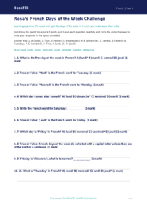 Free Days of the Week Quiz for Year 4 French | BookFlik
