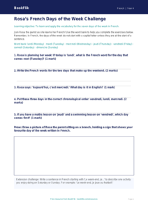 Learn Days of the Week in French | Year 4 Worksheet | BookFlik