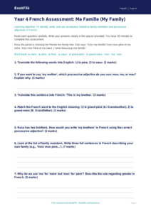 Year 4 French Family Assessment | BookFlik | Free Download