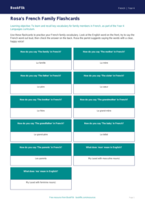 Learn French Family Vocabulary with BookFlik | Year 4 Flashcards