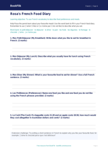 Free Food Template | Year 4 | French | BookFlik